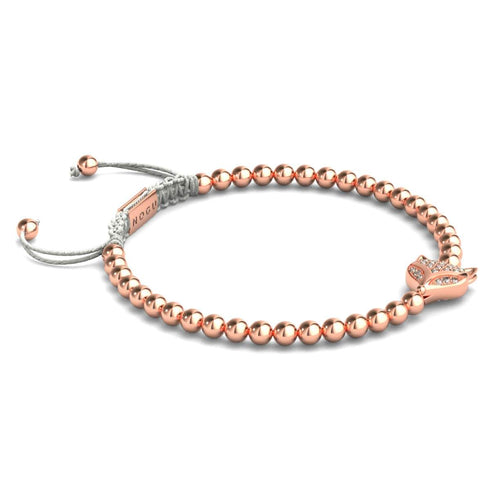 Kristallfuchs | 18 Karat Roségold | Weiß | Makramee Charmballa Armband